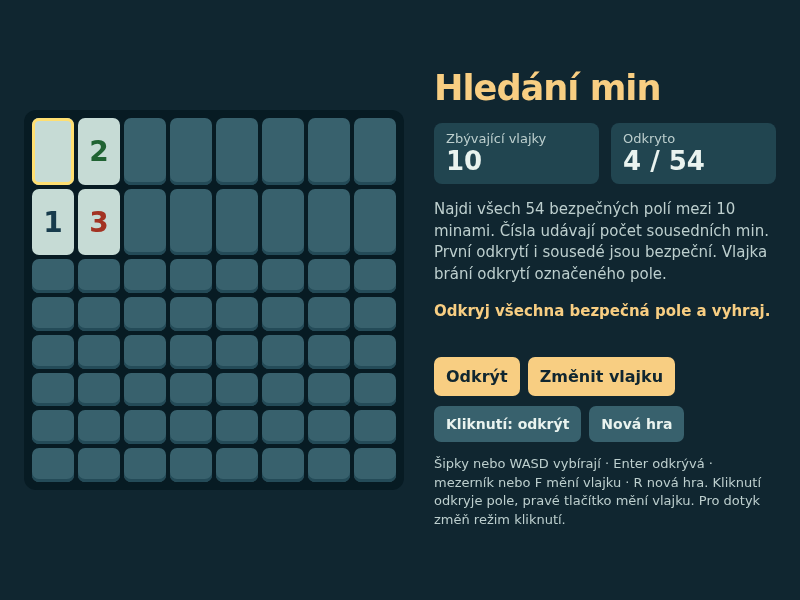 Snímek hry Hledání min